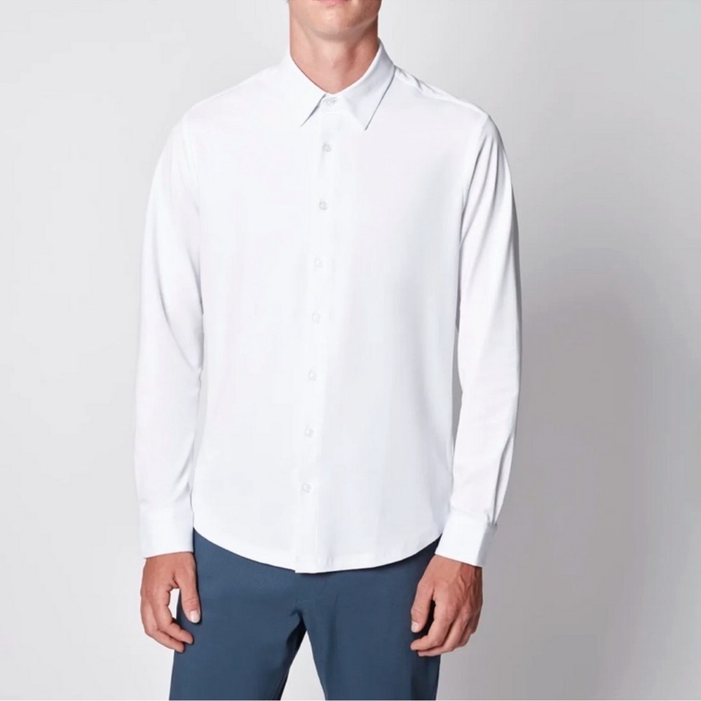 Projek Raw Men's White Button-Up Shirt size Small